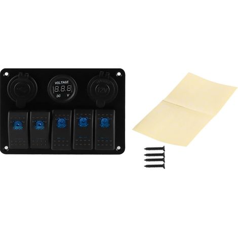 Interrupteur à Panneau rectangulaire à 5 Voies avec Ports USB et voyants Lumineux 12 V-24 V pour Bateaux, camions et Camping-Cars (1/5)