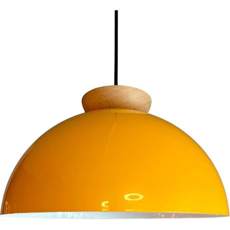 Yimpi Lustre Suspendu Simple en Bois Jaune Avec Tête de Lit, Eclairage Décoratif Pour Salon de Coiffure, Café, Pâtisserie