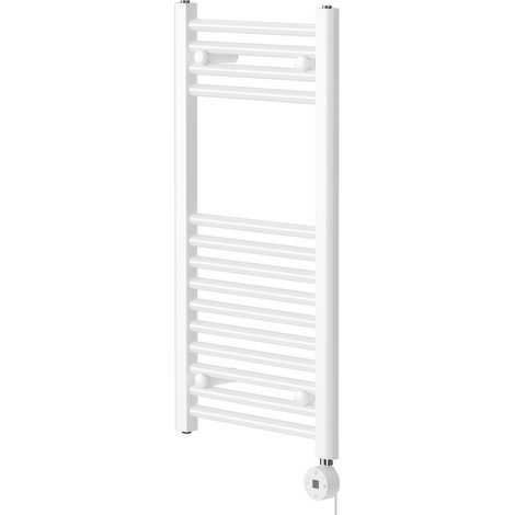 Pizarro White 800mm x 400mm Straight Digital Thermostatic Electric Heated Towel Rail (1/5)