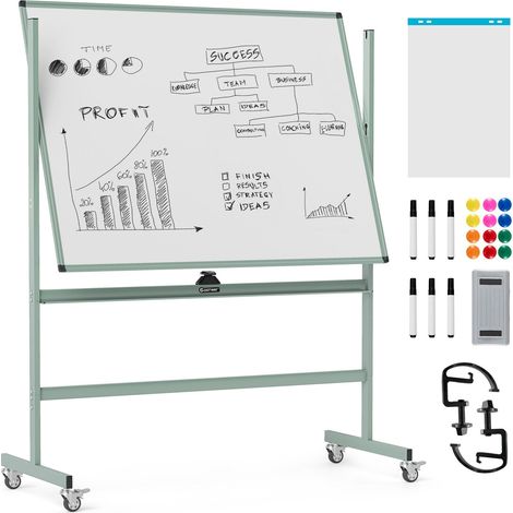 Verstellbares magnetisches doppelseitiges mobiles Whiteboard mit Rädern