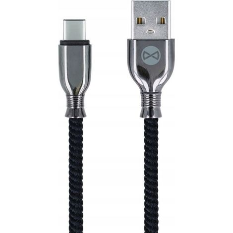 Cable USB-C Forever Tornado de 1,0 m, 3 A, trenzado negro (1/2)