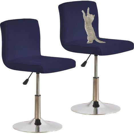 Ensemble de Housses de Tabouret de Bar, Housses de Chaise de Tabouret de Bar pivotantes Extensibles Anti-Griffes de Chat avec Dossier Housse de Chaise de pub Lavable en élasthanne (Bleu Mari (1/5)