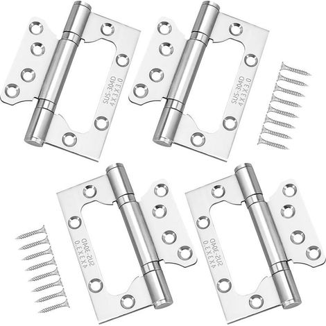charnières invisibles en acier inoxydable, pour porte rectangulaire de 100 mm (4 pouces), couleur argent. (1/5)