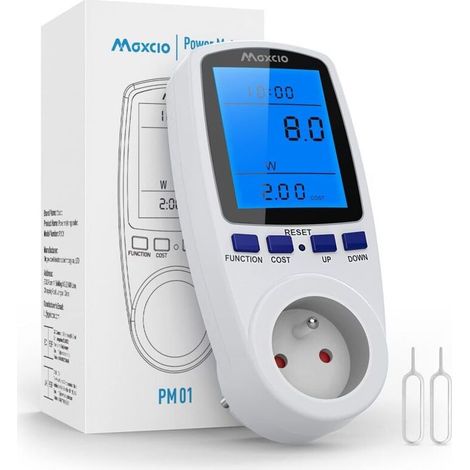 Medidor de potencia digital enchufable – Pantalla LCD retroiluminada – Modos de medición: Potencia, Voltaje, Corriente – Máx. 3680 W (1/5)