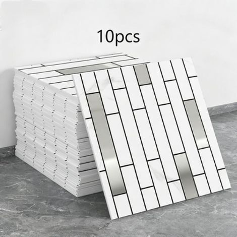 10 láminas de papel pintado autoadhesivo que imitan azulejos de cerámica (efecto cerámico, dimensiones: 30 x 30 x 0,2 cm) (1/5)