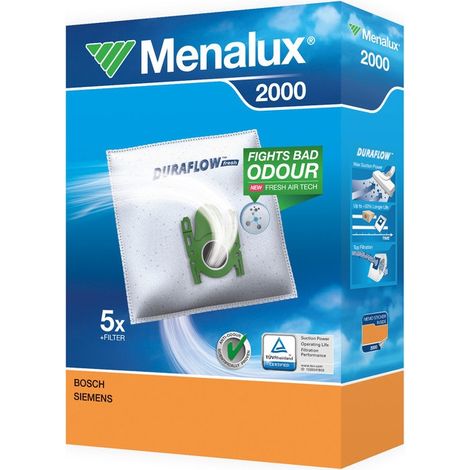 Menalux - Lot de 5 sacs 2000 + 1 micro filtre pour aspirateurs Bosch, Siemens - 9001961466