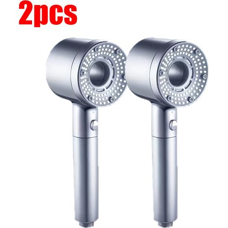 (Bleu clair, lot de 2) Pommeau de douche réglable 5 jets, grand débit, filtre, mitigeur haute pression pour économies d'eau, accessoires de salle de bain (1/5)