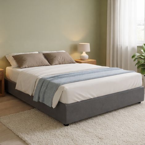Talamo Italia - Letto matrimoniale Alaska, Letto contenitore con rivestimento in tessuto, 100% Made in Italy, Apertura frontale, adatto per materasso Cm 160x200, Grigio (1/5)