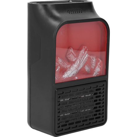 Petit radiateur électrique à brancher sur prise avec veilleuse LED flammes simulées et télécommande pour intérieur bureau chambre, prise EU 220V (1/5)