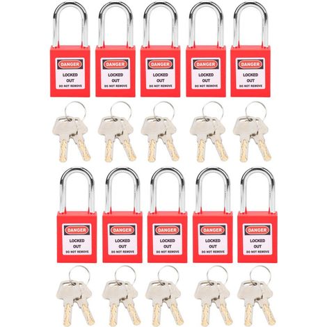 Lot de 10 cadenas à clé en nylon PA renforcé – Verrouillage de 38mm pour chimie et énergie – Résistance -57 à +177 ℃ (1/5)