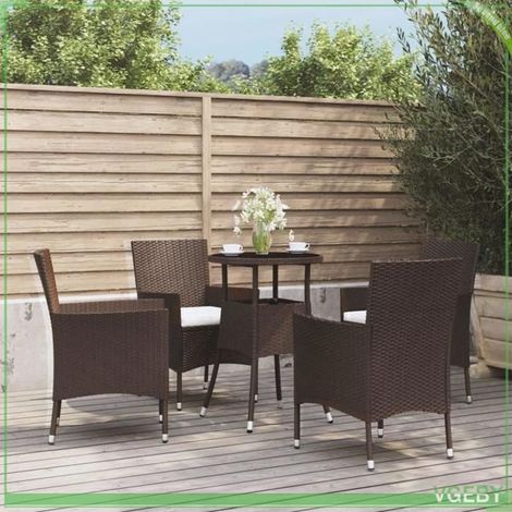 Ensemble de bistro de jardin - FAFEICY - 3187413 - Résine tressée (rotin poly) - 4 places avec coussins - Cadre acier anti-corrosion (1/5)
