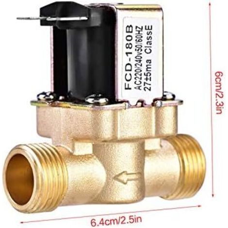 Électrique électrovanne magnétique en laiton 1/2" AC 220V N/C Normalement fermée Robinet de débit pour contrôle de l'eau (1/3)