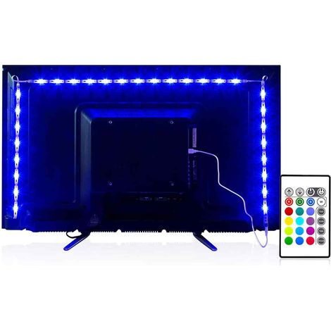 Bande LED de 2 m (6,56 pi) pour téléviseur 40-60 pouces, kit de rétroéclairage USB avec télécommande - 16 couleurs, rétroéclairage HD 5050