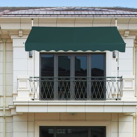 Store banne vert 250 cm en aluminium et tissu Oxford avec hauteur réglable et protection UV pour terrasse balcon et jardin (1/5)