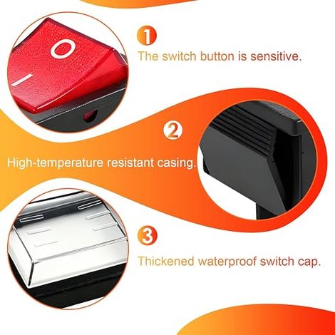 LED Waterproof Rocker Switch Illuminated Mini Boat Model DPST with 4 Pins, AC 250V 16A and 125V 20A Electric Bracket for Home and Industrial Electric Use (Red) (1/4)