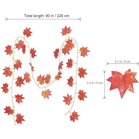 Guirlande de feuilles d'érable artificielles rouges pour décoration murale (1/5)