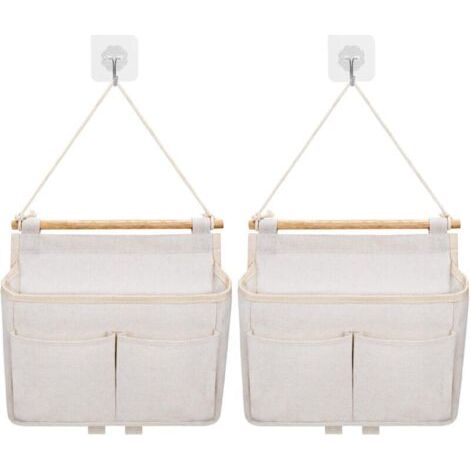 Bolsa de almacenamiento para montaje en pared, 2 bolsas organizadoras colgantes (beige)