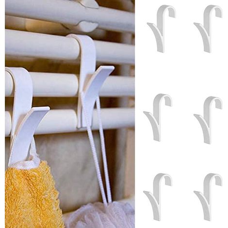 Crochets de radiateur, 10pcs crochet de salle de bain peu encombrant, support de radiateur, pour porte-serviettes chauffant radiateur tubulaire pliable, pour vêtements de foulard - blanc