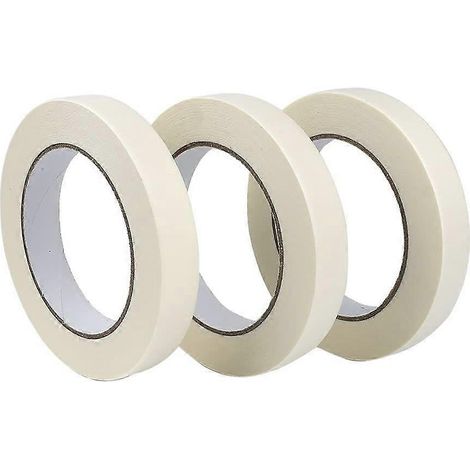 Lot de 3 rouleaux de ruban de masquage blanc - 1,8 cm x 50 m. Ruban de peintre multi-usages pour la peinture murale en toute sécurité, les bureaux, l'étiquetage et la finition des bords. (1/4)