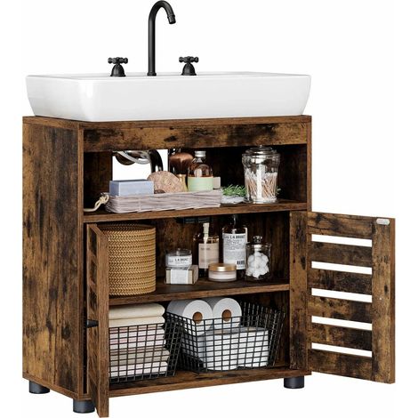 Mueble de lavabo de pie marrón estilo loft (1/5)