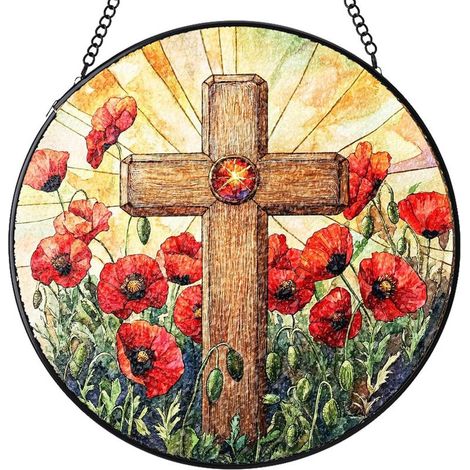 Attrape-soleil en vitrail rond – Ornement suspendu pour décoration intérieure, idée cadeau pour femme homme, Diamètre : 16 cm (1/4)