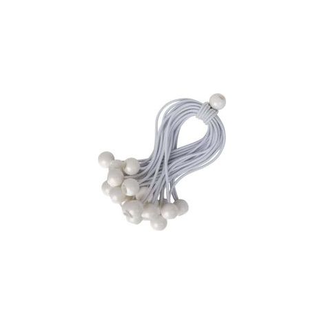Cordons Élastiques avec Boules - Lot de 25 x 15 cm Tendeurs Universels avec Attaches - Sangle Elastique Résistant Parfaite pour le Camping, les Bagages & Bâches - Blanc (1/4)
