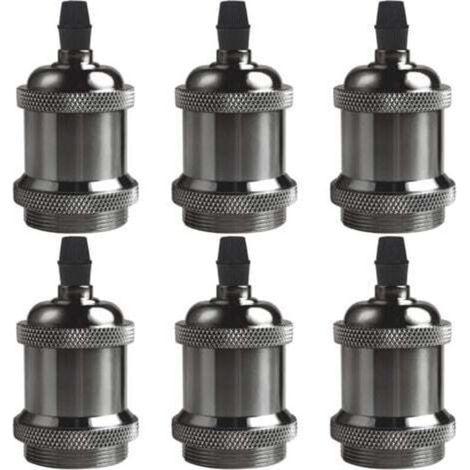E27 Vintage Edison douille de support de lampe, 6 × douille de plafond base de lampe base de lampe rétro suspendu support de lampe suspension adaptateur de lampe accessoires de lampe, noir (1/4)