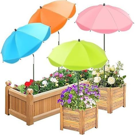 Set of 4 outdoor plant parasols, 61 cm wide, 101.6 cm, sun protection for patio flowers and plants (1/5)