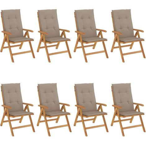 Gartenstühle mit Auflagen 8 Stk. Massivholz Teak vidaXL (1/5)