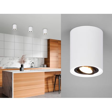 LED Deckenstrahler Weiß-Schwarz mit schwenkbarem Spot, Ø 9,6cm (1/5)
