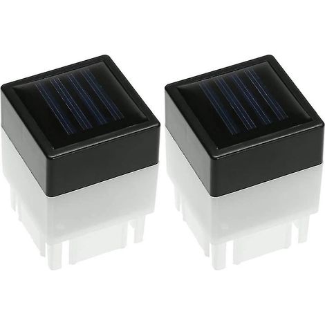 Lampe solaire carrée pour poteau de clôture, lampe solaire extérieure pour poteau de terrasse (2 pièces, noir) (1/5)