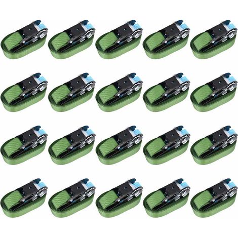 148895 vidaXL Ratchet Tie Down Straps 20 pcs 800 daN 6 m Green (1/5)