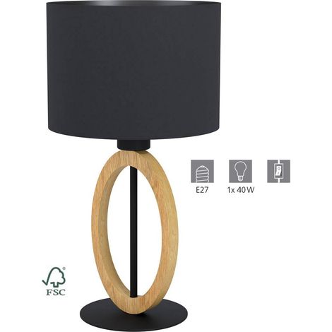 Eglo Tischleuchte Basildon 1 schwarz-braun 42,5 x 23 cm E27, max. 40 W Lampen (1/4)