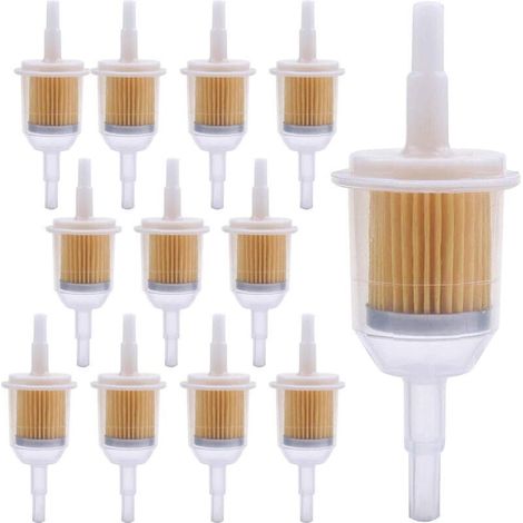 Filtre à carburant universel 6 mm / 8 mm – Lot de 12 pièces pour tondeuse, voiture, moto, scooter et cyclomoteur diesel ou essence (1/5)