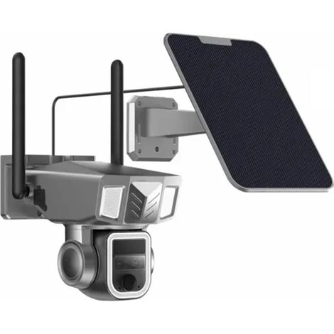 Caméra de sécurité à Domicile 4G Double Objectif caméra panoramique 20X Zoom 2K 4MP sécurité à Domicile caméra panoramique extérieure caméra Solaire alimentée par Batterie IP(WiFi No Card) (1/5)