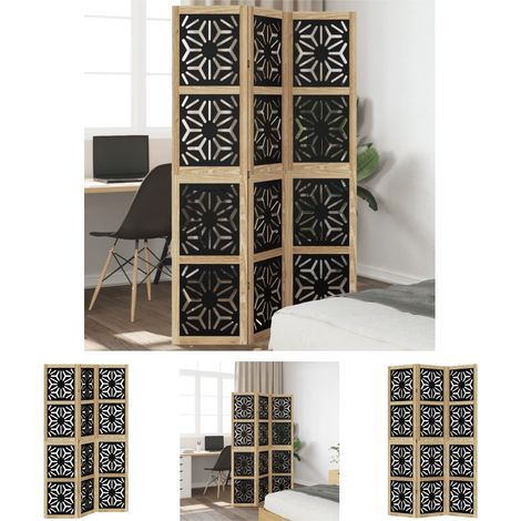 The Living Store 3-tlg. Raumteiler Braun und Schwarz Massivholz Paulownia - Raumteiler (1/5)