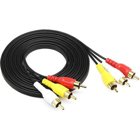 Câble vidéo caméra 3,5 mm vers RCA AV, câble mâle 3,5 mm vers fiche mâle 3RCA pour câble Audio stéréo AUX (3RCA à 3RCA 1.5m)