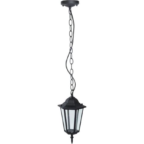 V-TAC VT-752 Portalampada lanterna pendente con attacco a soffitto in alluminio nero per lampadina 1E27 IP44 - SKU 7072