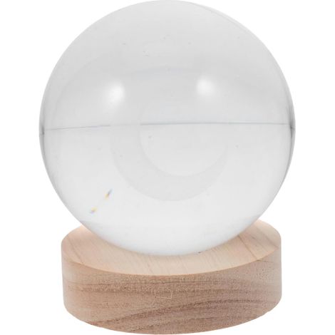 Veilleuse Ronde LED avec Socle Bois Lampe de Nuit USB (1/5)