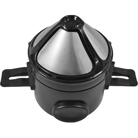 Faltbarer und tragbarer, wiederverwendbarer, doppellagiger Kaffeefilter, schwarz. (1/5)