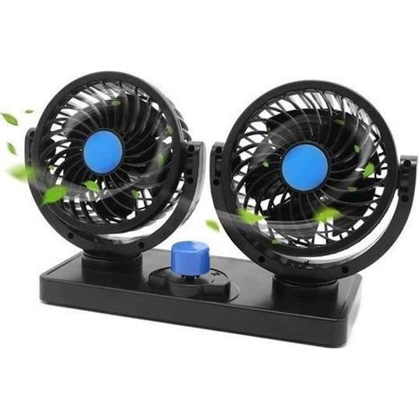 Ventilateur électrique,12v 360 degrés rotatif 2 vitesses Ajustable Double Voiture avec Allume Cigare,Ventilateur pour camion (1/4)