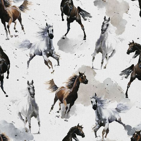 Telas decorativas para exteriores Oxford - Motivo de caballos pintados (1/5)