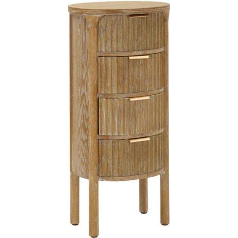 Commode Goteborg 38x33,5x82 cm – 3 tiroirs – Design épuré – Parfaite pour petits espaces – Finition bois naturel – Mauro Ferretti