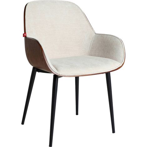 Chaise moderne en bois courbé assise blanche et pieds noirs - Bois foncé assise blanche pieds noirs (1/5)