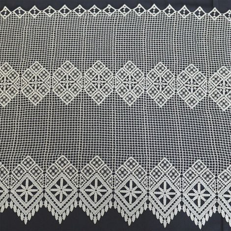 Brise bise en macramé au style graphique Ecru 120x120 cm