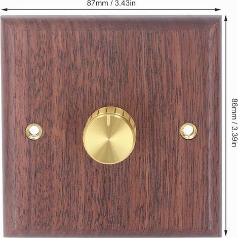 Dimmer Switch Walnut Wood Black with Brass Button 100 to 500 W 200 to 250 V Rotary Switch Indoor Decorative Lighting for Home Kitchen Lighting (1/4)