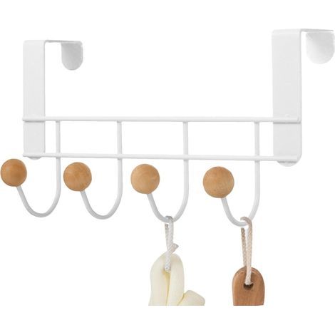 Appendiabiti da porta con 4 ganci, appendiabiti senza foratura, appendiabiti sospeso, portasciugamani, organizer per il bagno (1/5)