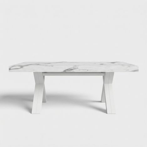 Tavolo allungabile design 20 posti 200/500x100 Copenaghen - Effetto marmo bianco