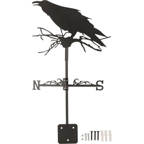 Girouette Corbeau Ornament Vane Météo Weathercock en Fer Métal Elle est parfaite pour la décoration de jardin, de ferme en plein air (1/5)