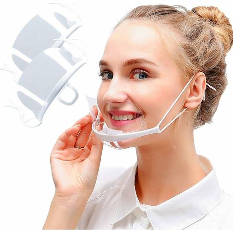 10 pcs Couvercles de Protection Anti-buée Réutilisables en Plastique Couvre Bouche et Nez Facial Visière de Protection Réutilisable pour Homme Femme, (1/5)